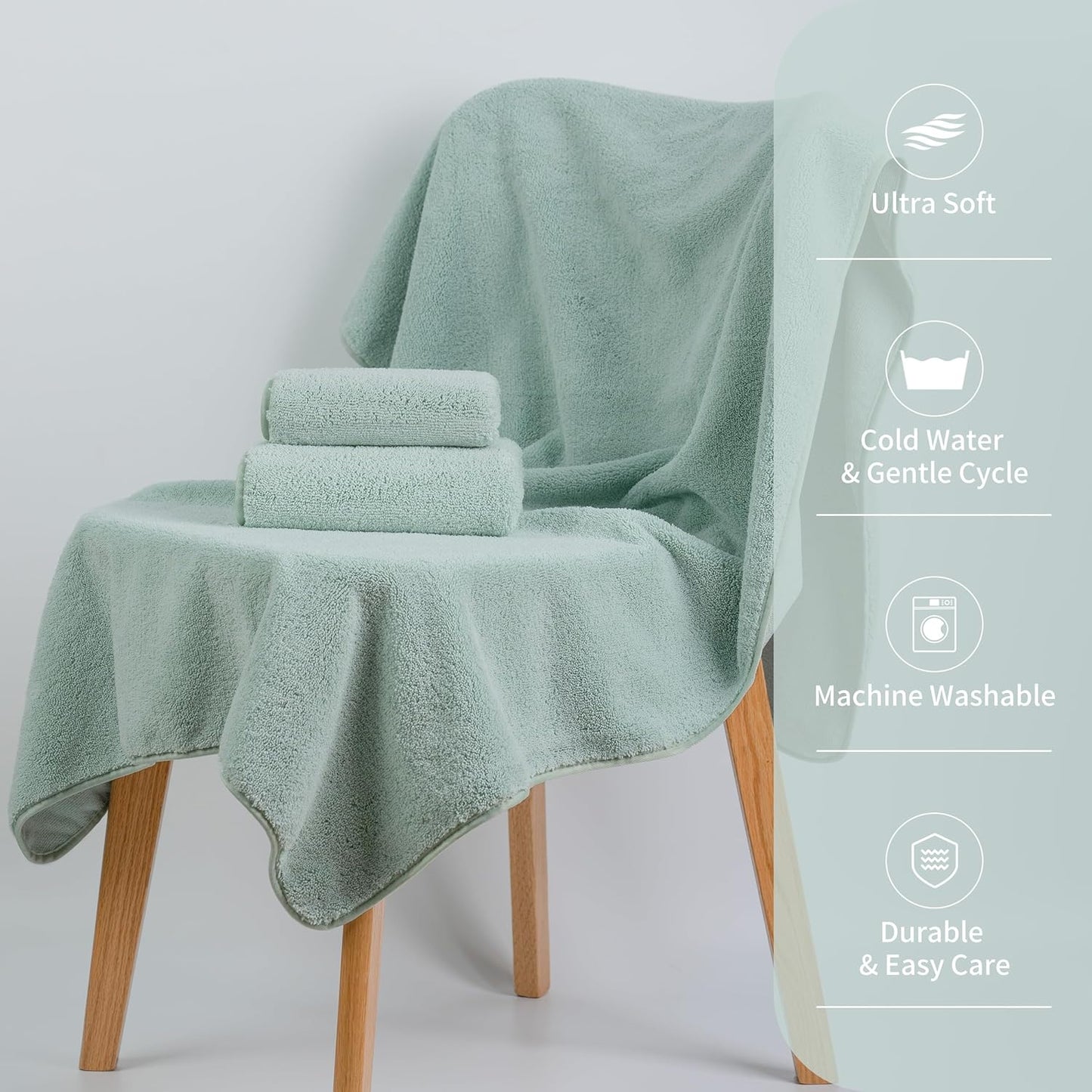 New Microfiber Bath Towel Set, 3 Piece, Oversize, Quick Dry, Lint Free, Includes Body, Hand and Face Towels