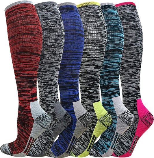 Graduated Compression Socks for Women&Men 20-30mmhg Knee High Socks Travel Hiking Running Stocking