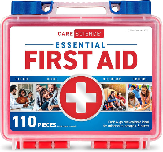 Care Science First Aid Kit, 110 Pieces | Professional Use for Travel, Work, School, Home, Car, Emergency, Survival, Camping, Hiking, and More