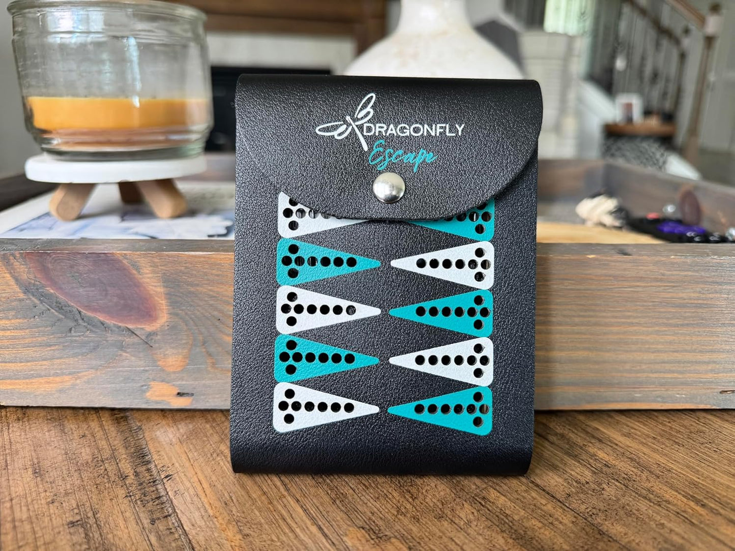 Folding Travel Backgammon Set | Pocket Backgammon Game – Folding PU Leather Board with Pegs, Dice, Doubling Cube & Drawstring Bag – Great for Flights, Beach, Camping