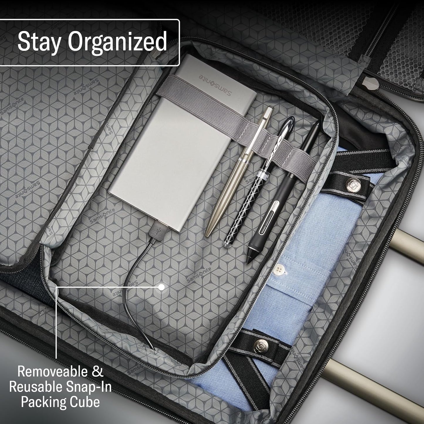 Samsonite Octiv Lightweight Hardshell 28-Inch Large Checked Luggage - Durable & Impact Resistant, 360° Aero Trac Spinner Wheels, Adjustable Telescopic Handle, Expandable, TSA Approved Lock - Silver