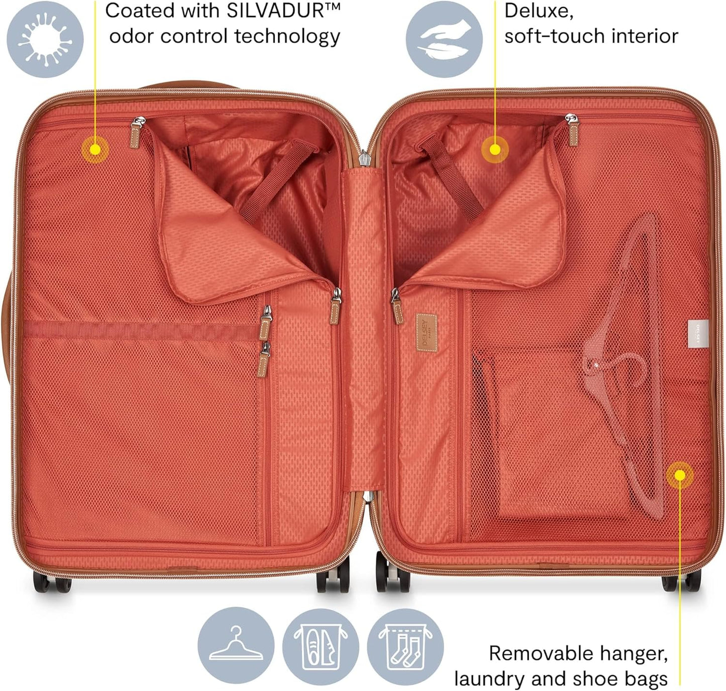 DELSEY PARIS Chatelet Air 2.0 Hardside Luggage with Spinner Wheels, Pink, Carry on 19 Inch