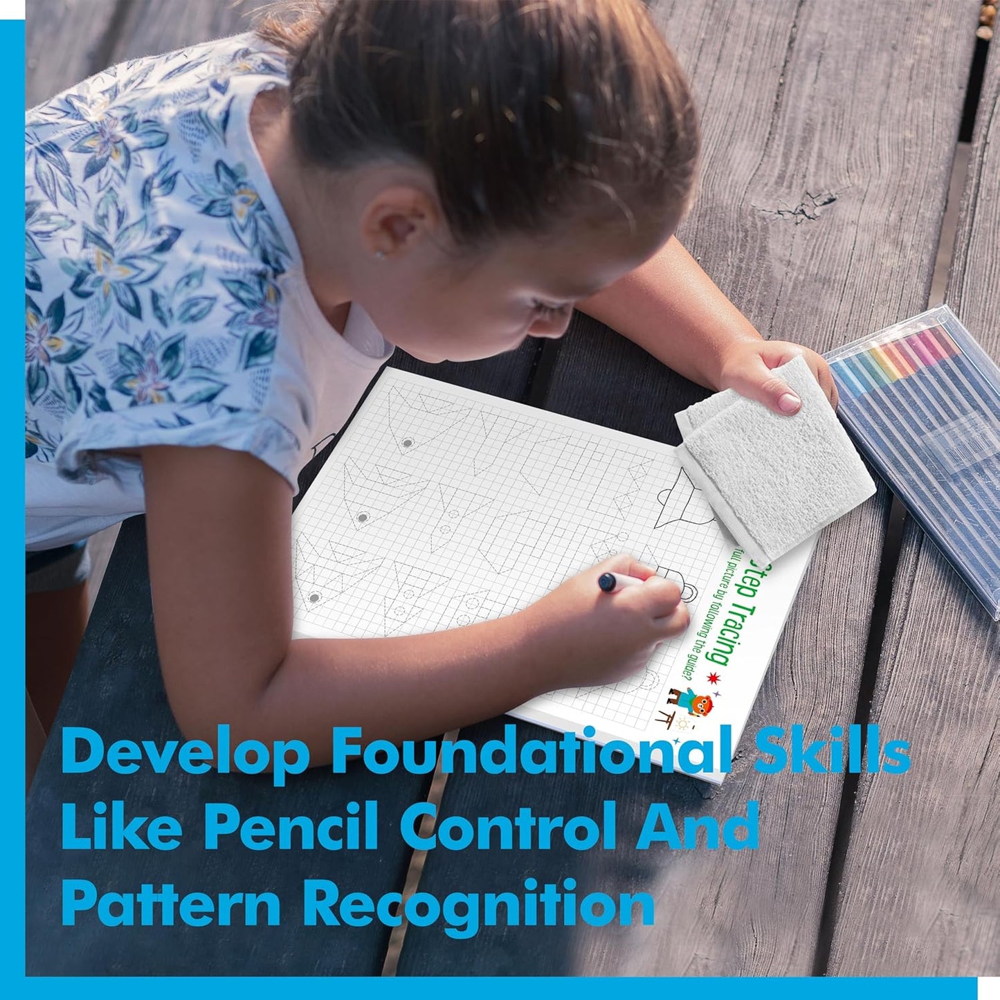 Pen Control & Tracing Activity Pad, 80 Tear-off Sheets Alphabet & Number Handwriting Practice Notepad for Kids, Letters A-Z/Numbers1-20/Patterns Tracing Workbook for Plane, Car Travel, Road Trip