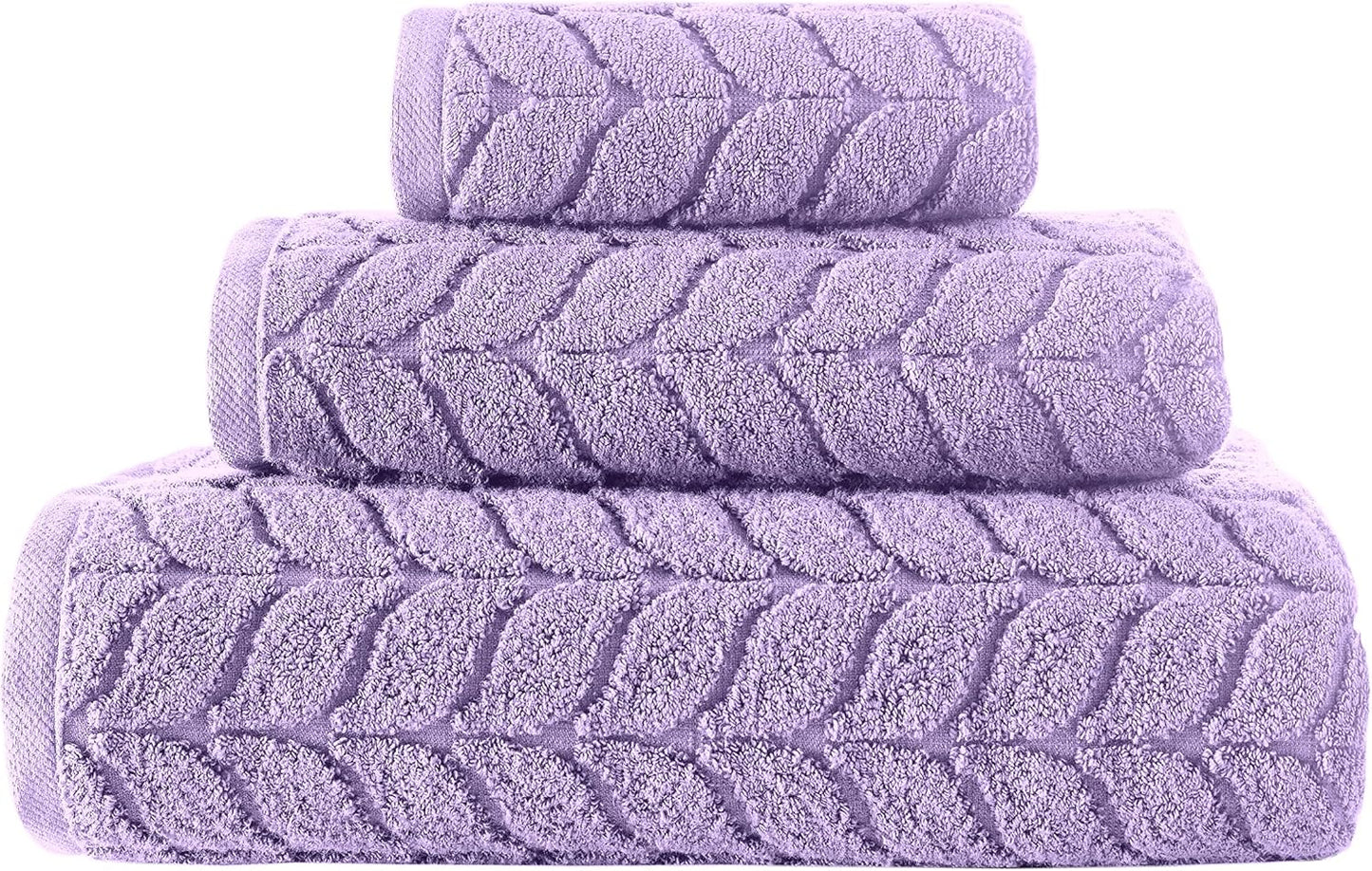 BAGNO MILANO Turkish Bath Towels, Soft Plush Jacquard Luxury Bath Towels, Quick Dry Towel Set (Lavender, 4 Pcs Hand Towel Set)