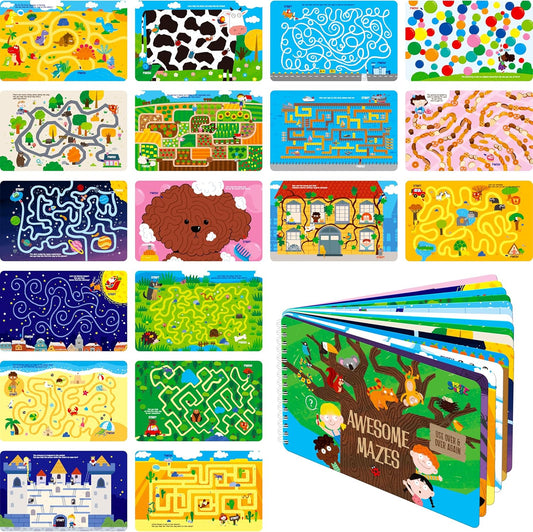 SpriteGru Dry Erase Mazes Game Pad, 30 Mazes Reusable & Erasable Book, Fun Brain Challenge Games Interesting Educational Toy and Learning Tool for Road Trip Airplane Travel