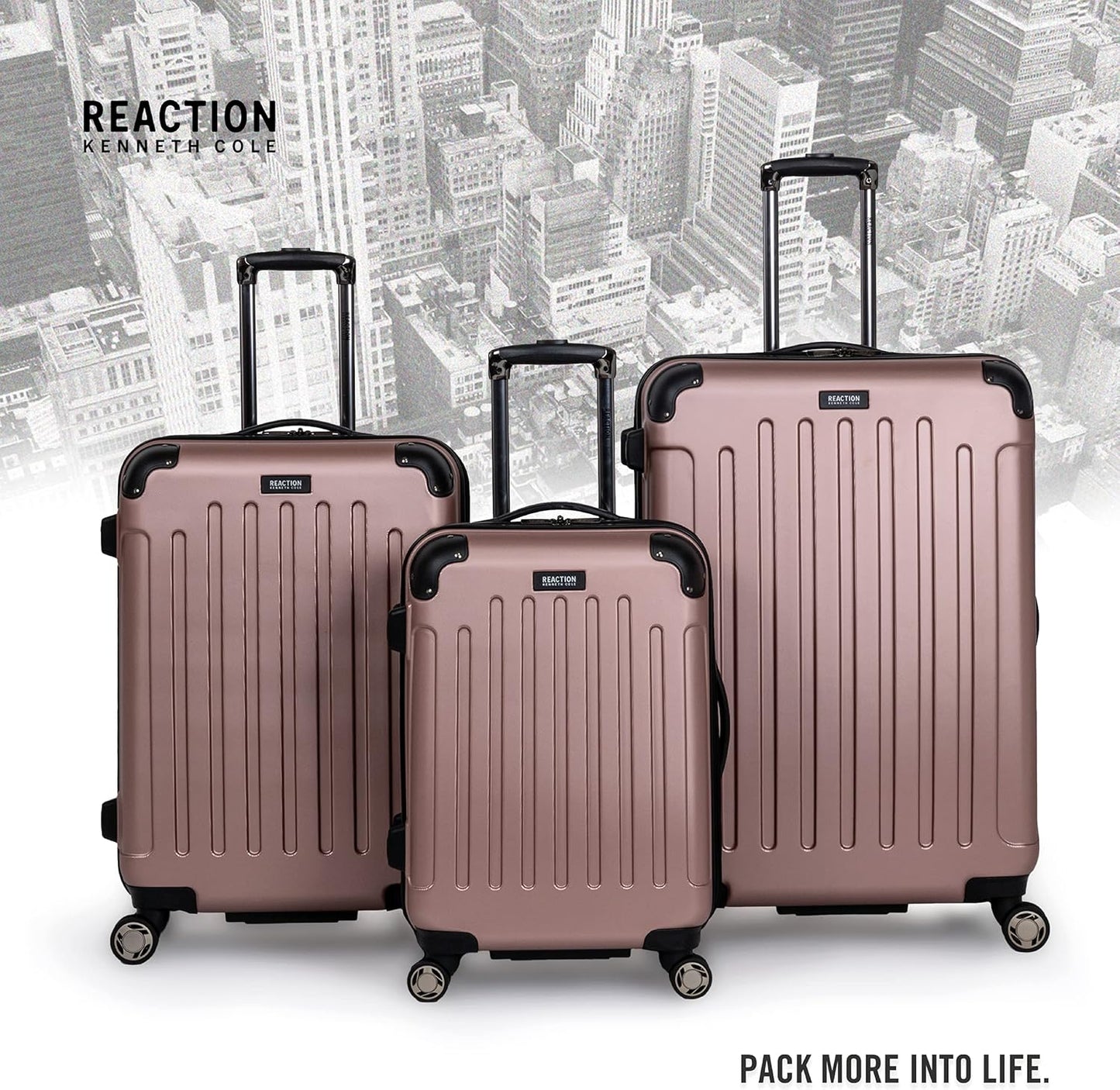 Kenneth Cole REACTION Renegade Luggage Expandable 8-Wheel Spinner Lightweight Hardside Suitcase, Rose Gold, 28-Inch Checked