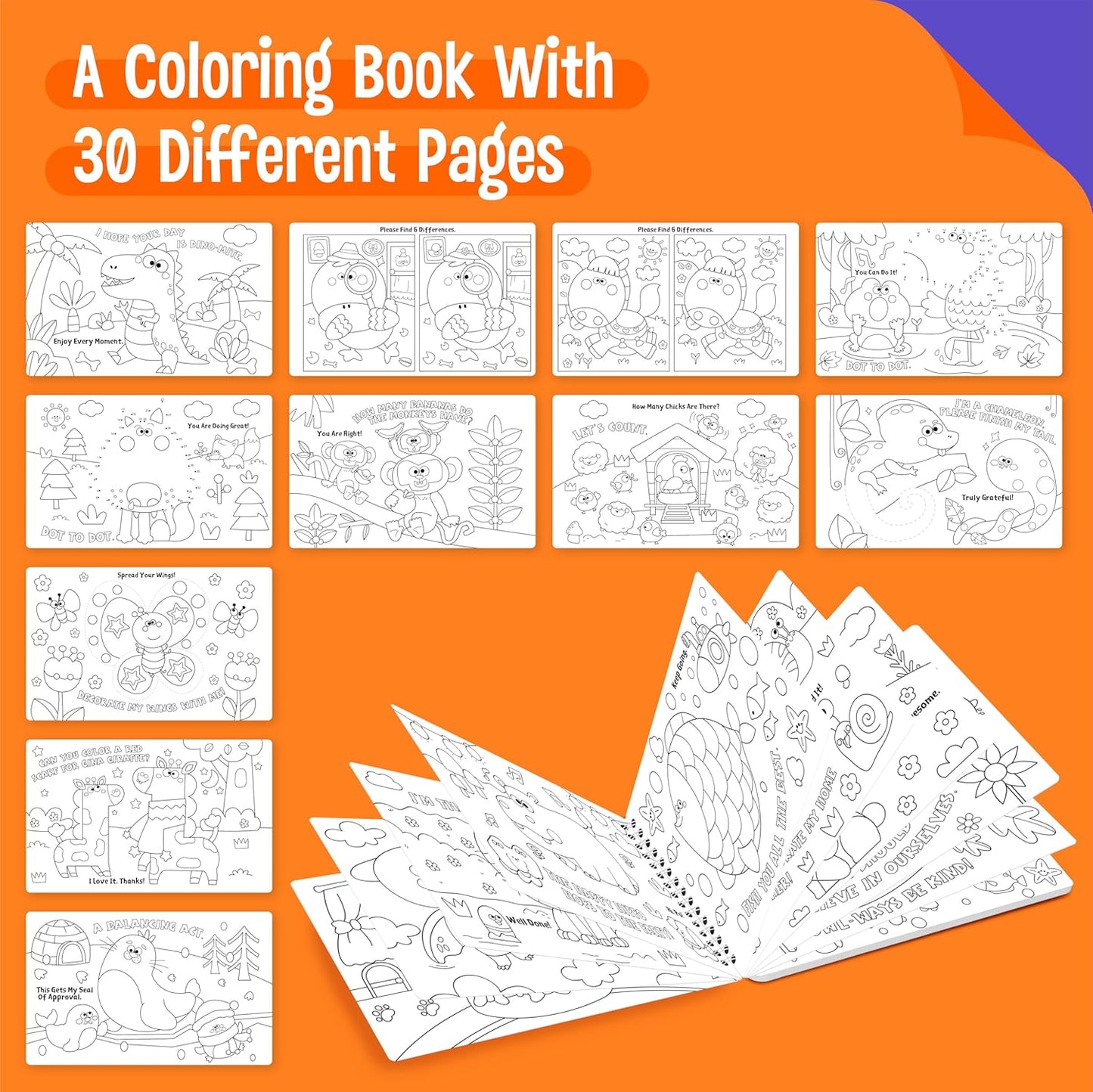 SpriteGru Coloring Activity Book, 30 Dry-Erase Pages Animals to Color, Fun & Creative Coloring Pages for Toddlers, Kids, Teens, Adults, Reusable Activity Pad for Road Trip, Travel, at Home