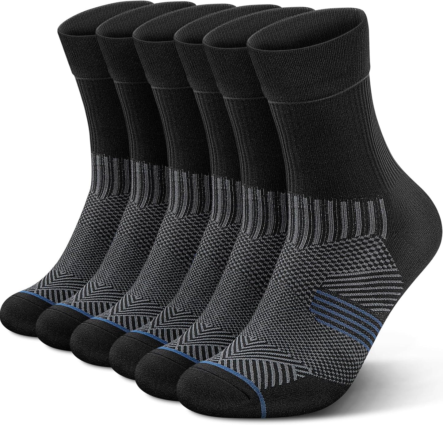 PAPLUS 3 Pairs Running Compression Socks for Men & Women, Atheltic Crew Socks with Cushion, Arch Support for Hiking, Cycling
