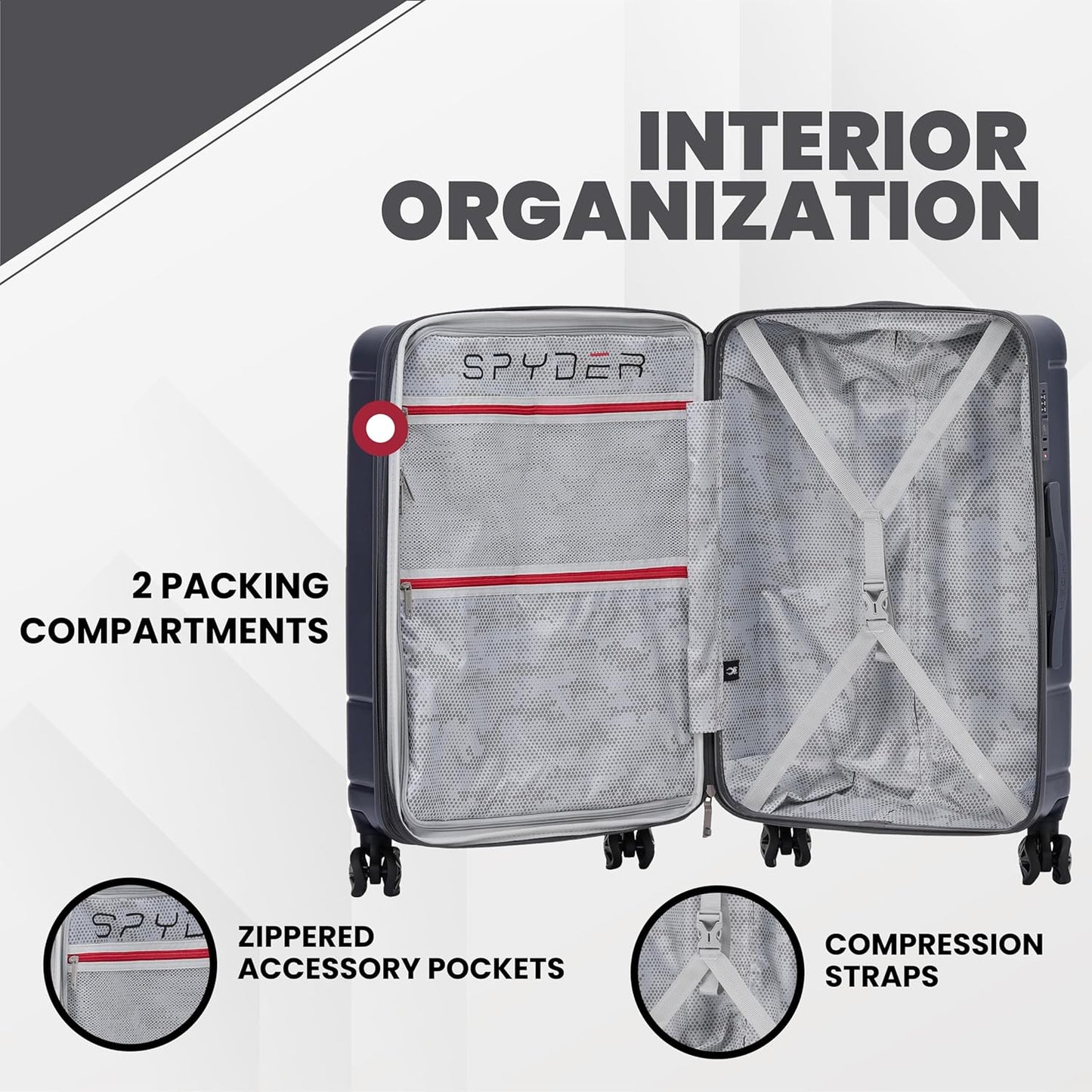 Spyder Carve 29 Inch Large Checked Baggage Expandable Hardside Upright Suitcase, Gray