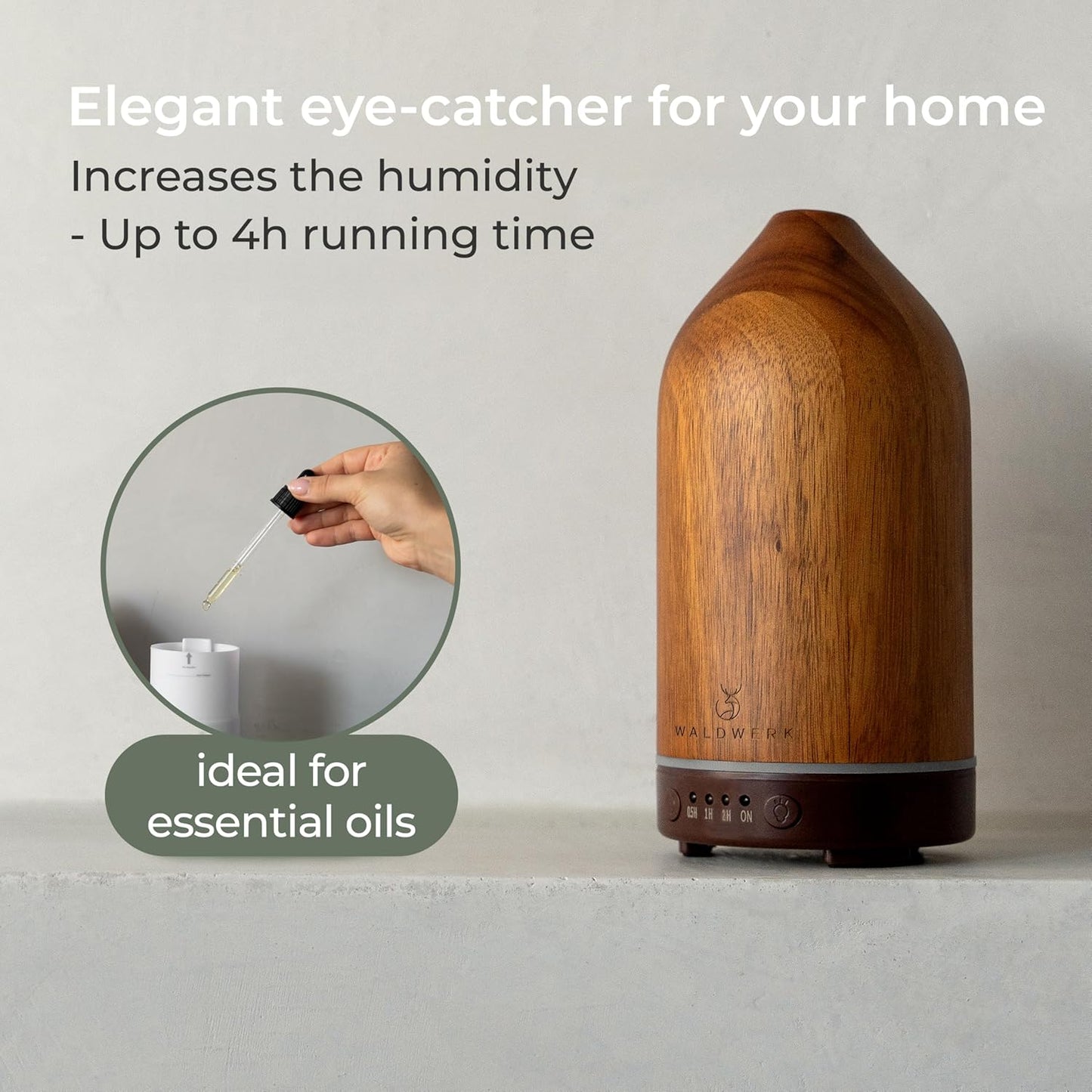 WALDWERK Diffuser (100ml) Made of Premium Acacia Wood - Essential Oil Diffuser for a Pleasant Indoor Atmosphere - Diffusers for Home - Aromatherapy Diffuser - Oil Diffuser