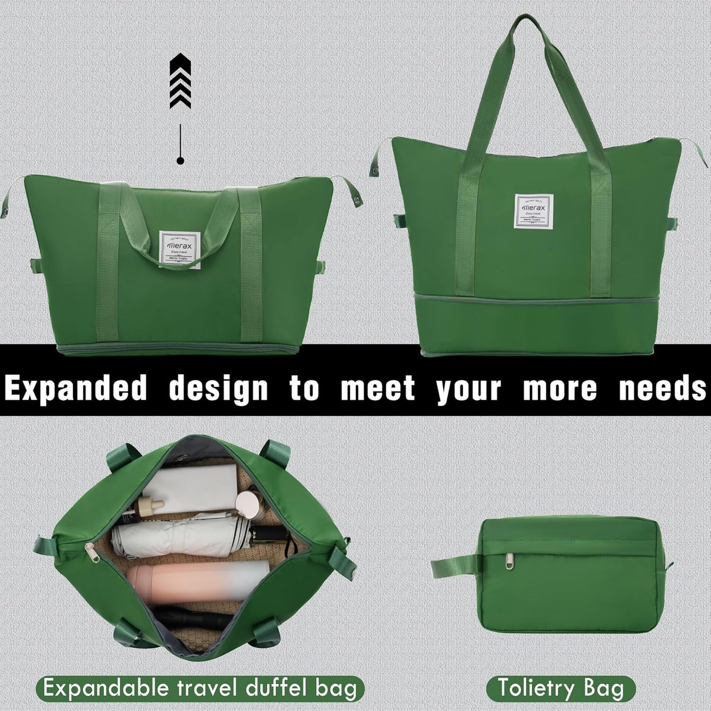 Merax Luggage Set 2 Piece Suitcase Sets with Spinner Wheel,Lightweight Hardside Expandable Travel Laggage with TSA Lock,Suitcase with Travel Bag(20"/24",Green)