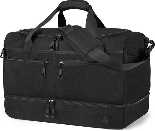 Travel Bags for Men, YKK Zipper Mens Carry On Duffle Weekender Overnight Duty Bag with Shoe Compartment & Wet Pocket & RFID Blocking Pouch