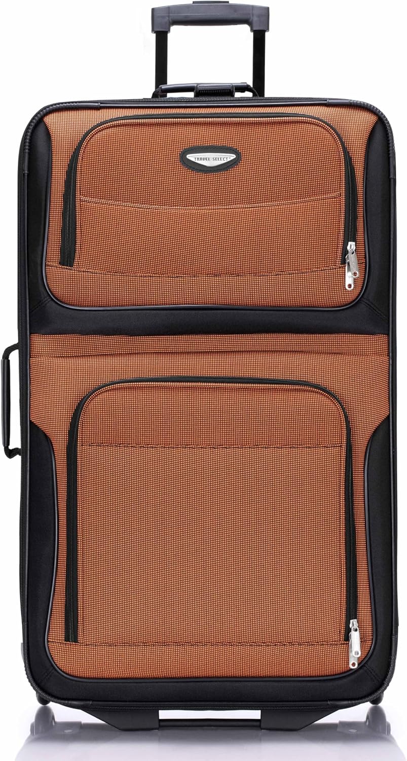 Travel Select Amsterdam 29-Inch Softside Expandable Rolling Upright Luggage, Lightweight 2-Wheel Check-In Suitcase with Push-Button Handle, Orange