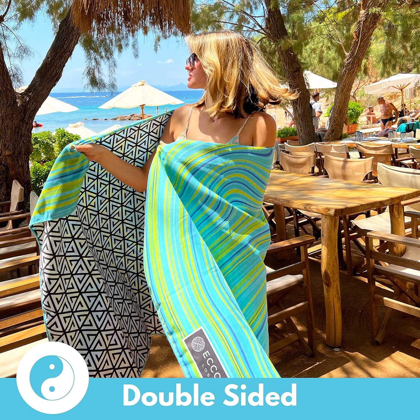 ECCOSOPHY Microfiber Beach Towel - Sand Free Towels are Quick Dry, Light Weight, Super Absorbent - Perfect Pool, Travel, Cruise, Camping Essentials - Oversized Extra Large for Adults 71x35 in