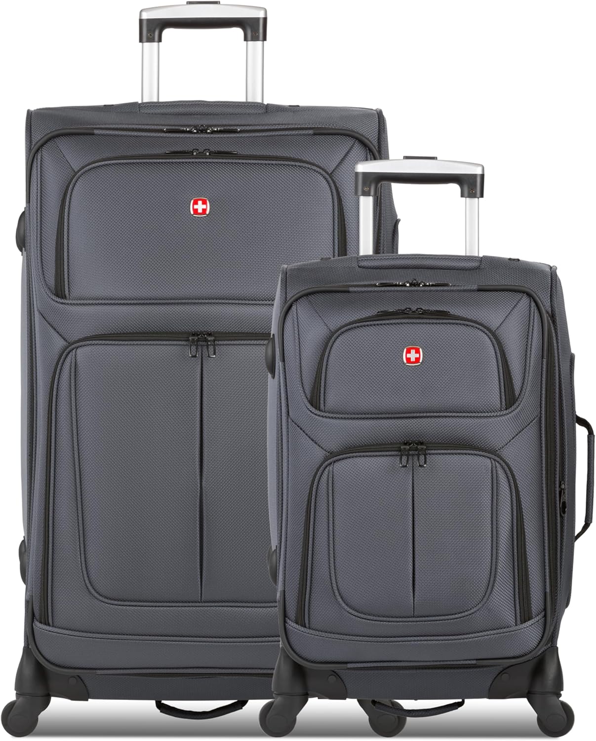 SwissGear Sion Softside Expandable Luggage with Spinner Wheels, Dark Grey, 2-Piece Set (21/25)