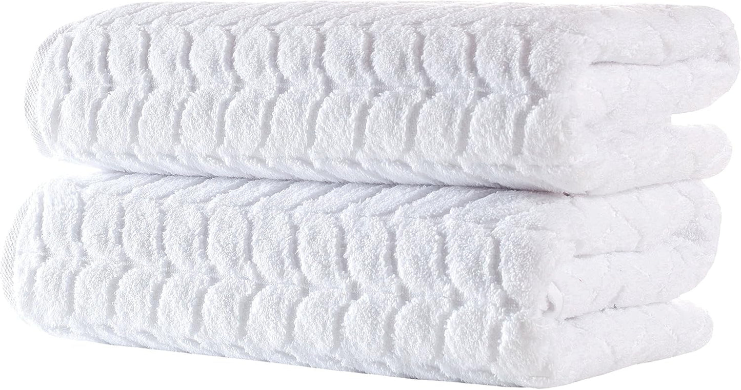 BAGNO MILANO Turkish Bath Towels, Soft Plush Jacquard Luxury Bath Towels, Quick Dry Towel Set (White, Bath Sheet)