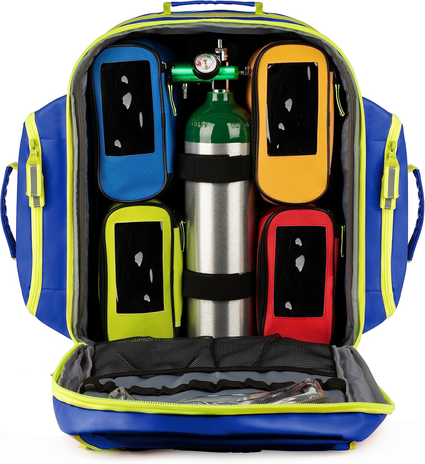 Scherber Fully-Stocked Premium First Responder Backpack | EMT/EMS Medic Trauma, Bleeding & Oxygen Medical Kit | CAT Tourniquet, QuikClot 4x4, HyFin Chest Seal & 250+ First Aid Supplies - Blue