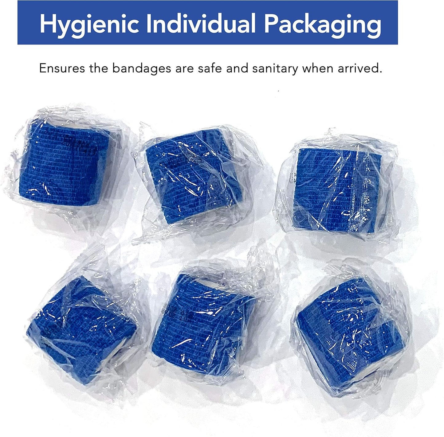 RISEN Cohesive Bandage 2” x 5 Yards, 6 Rolls, Self Adherent Wrap Medical Tape, Adhesive Flexible Breathable First Aid Gauze Ideal for Stretch Athletic