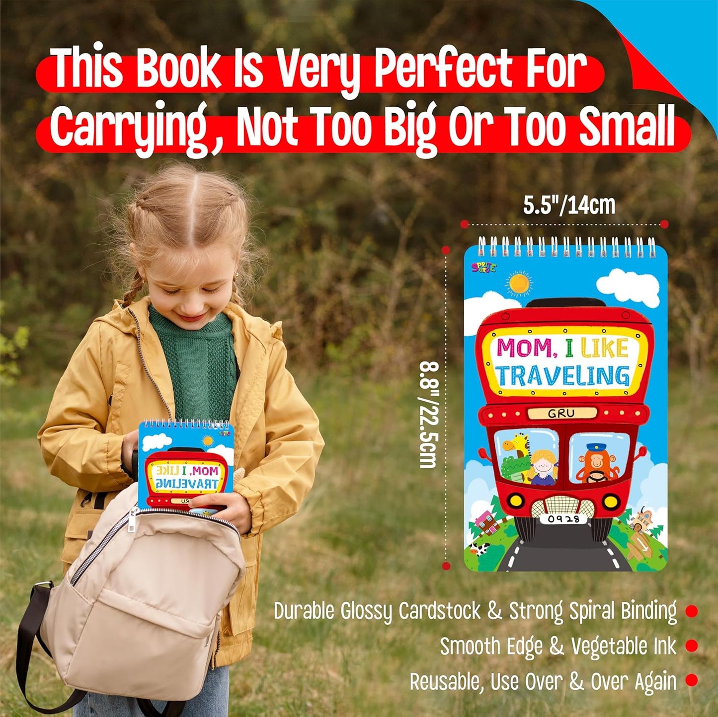 SpriteGru 31 Dry Erase Activities Book, Reusable & Erasable Game Pad, Explore and Find, Maze Matching TIC-TAC-Toe Dot to Dot Educational On The Go Toy and Learning Tool for Road Trip Airplane Travel