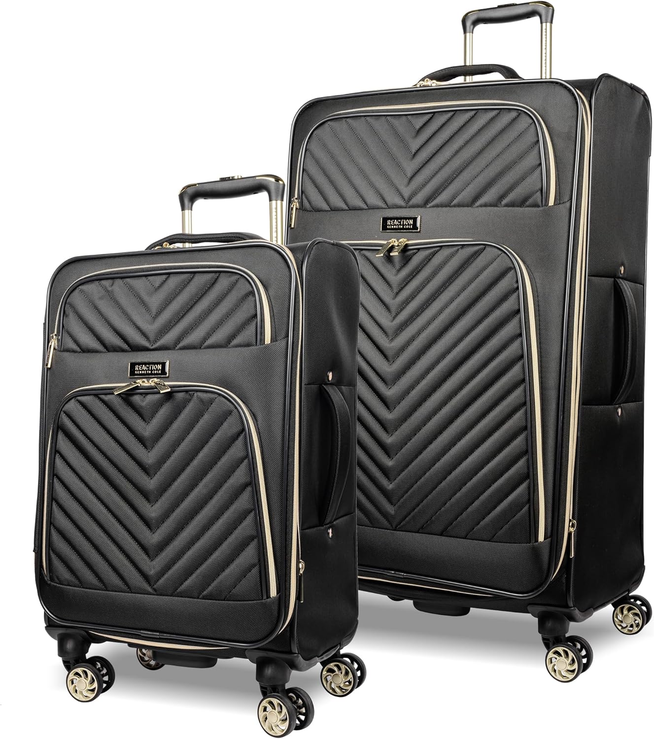 Kenneth Cole REACTION Chelsea Chevron Quilted Luggage, Black, 2-Piece Set (20"/28")