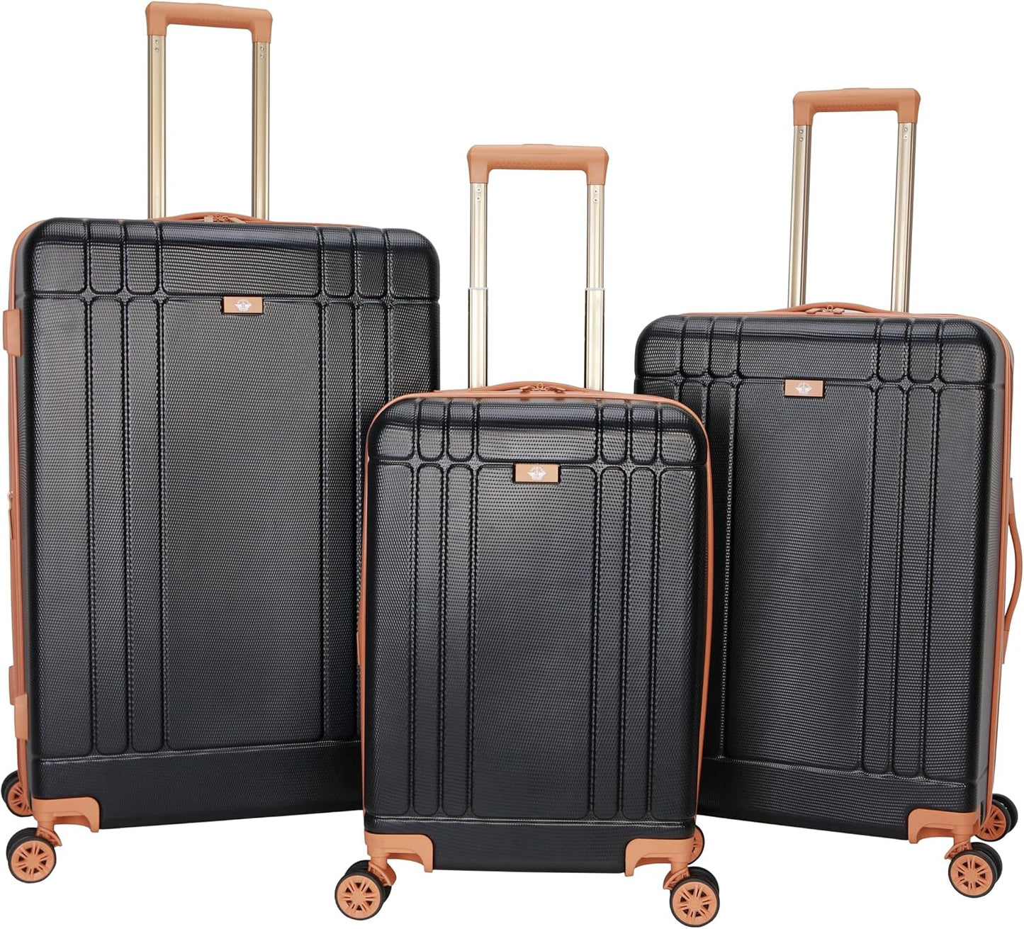 Dockers Hooper Hardside Expandable 8-Wheel Spinner Travel Checked Luggage, 3-Piece Set, Black