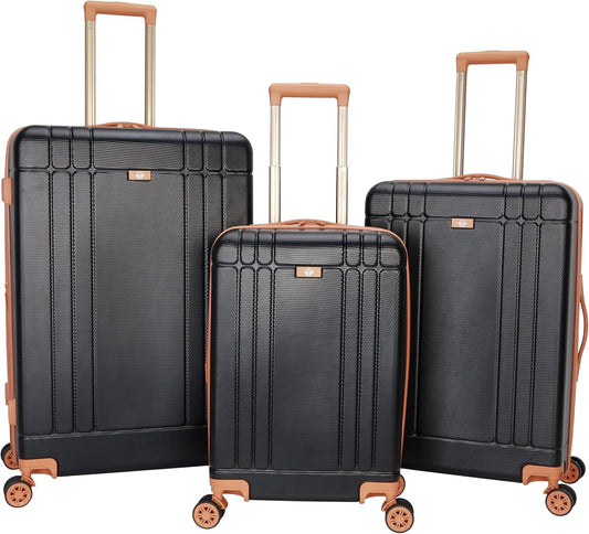 Dockers Hooper Hardside Expandable 8-Wheel Spinner Travel Checked Luggage, 3-Piece Set, Black