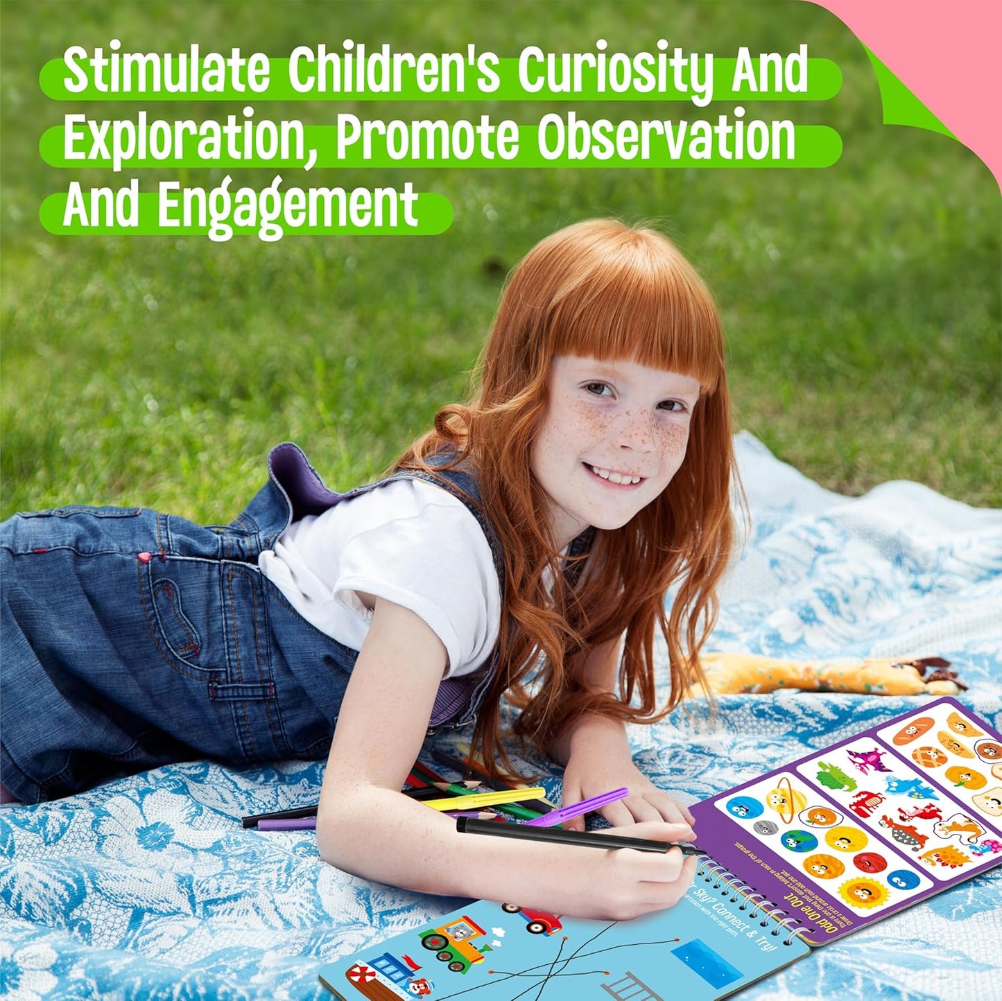 SpriteGru Logic Puzzles Game Pad, 30 Reusable & Erasable Logical Thinking Games, Dry Erase Brain-Boosting Puzzle Activities Book for Kids, Educational Toy for Road Trip, Airplane & Car Travel