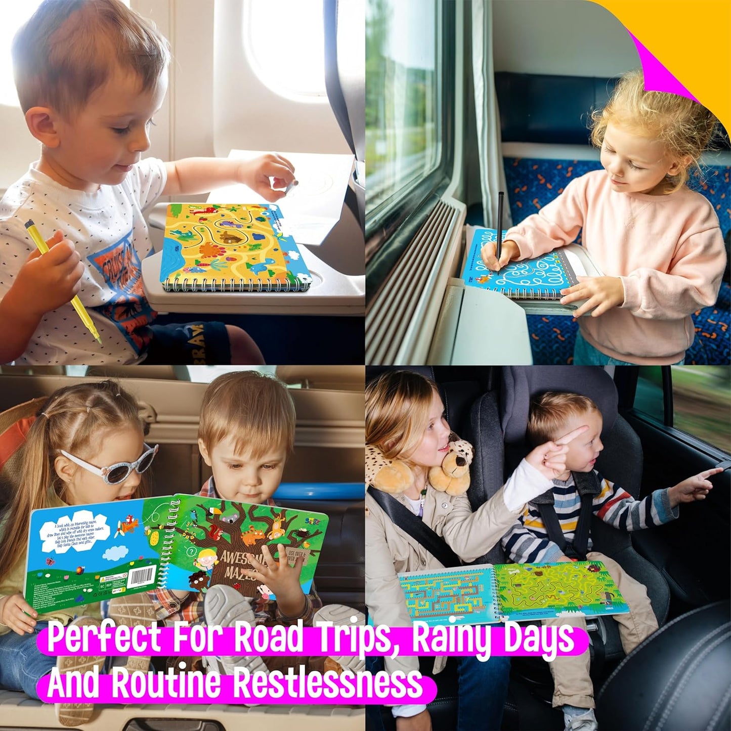 SpriteGru Dry Erase Mazes Game Pad, 30 Mazes Reusable & Erasable Book, Fun Brain Challenge Games Interesting Educational Toy and Learning Tool for Road Trip Airplane Travel