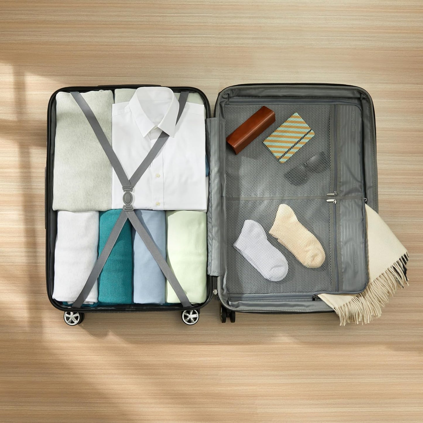 Amazon Basics 30-Inch Hardside Checked Luggage With TSA Lock, Hardshell Suitcase With Wheels, Expandable For Up to 12.5% More Space, With Scratch-Resistant Surface, 8 Multi-directional Wheels, Black