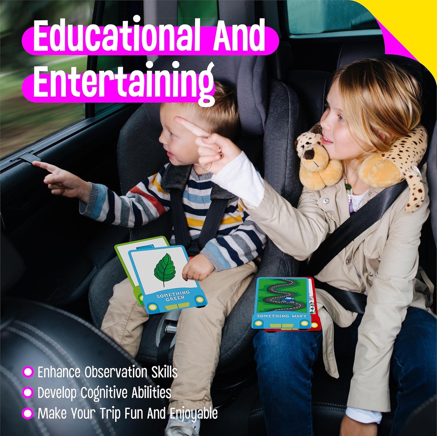 50PCS Travel Scavenger Hunt Card Game, Road Trip Car Games Fun Eye Find & Seek Card Game Funny Activity for Activities for Family Vacations, Road Trips and Car Rides, Ages 4 and Up