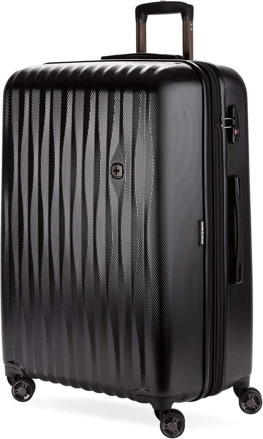 SwissGear 7272 Energie Expandable Hardside Luggage with Spinner Wheels and TSA Lock, Black, Checked-Large 27-Inch