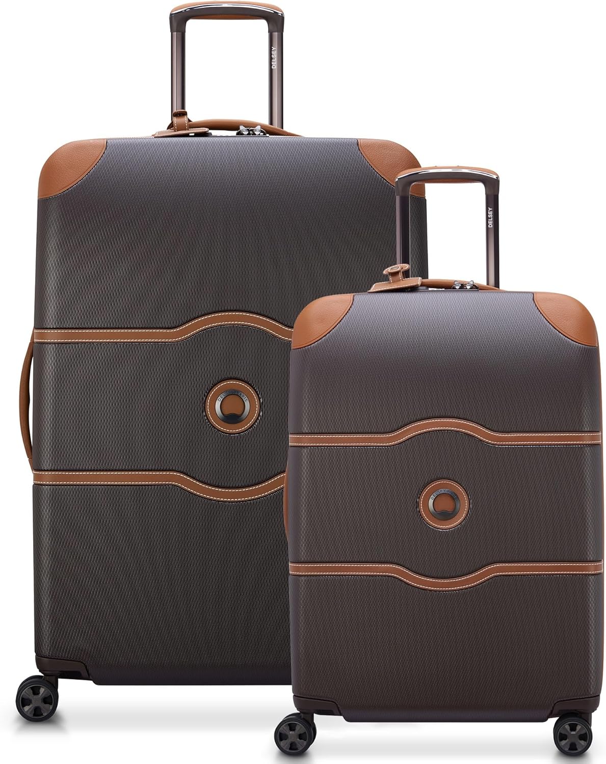DELSEY PARIS Chatelet Air 2.0 Hardside Luggage with Spinner Wheels, Chocolate Brown, 2 Piece Set, (24/28)