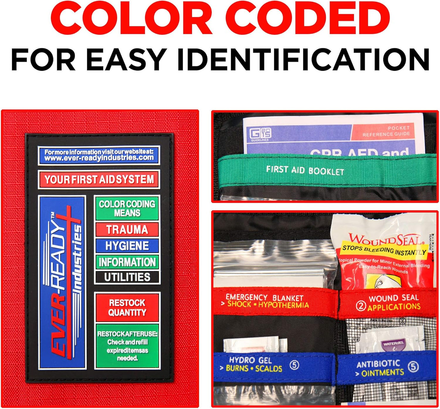 Ever-Ready Industries Premium Trauma First Aid Kit for Outdoors, Workplace, and Home - Exceed OSHA Guidelines and ANSI 2009 Standards - 240 Pieces - Includes Bonus Travel Kit