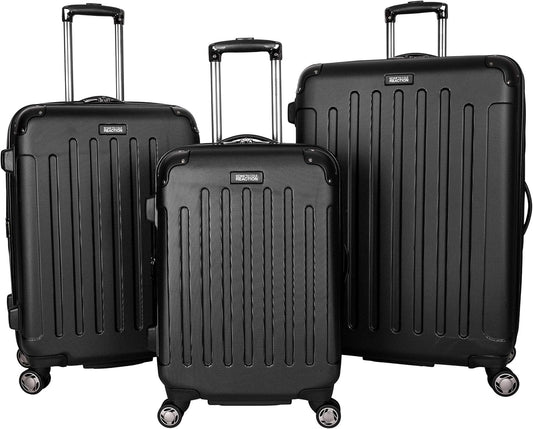 Kenneth Cole REACTION Renegade Luggage Expandable 8-Wheel Spinner Lightweight Hardside Suitcase, Black, 3-Piece Set (20"/24"/28")