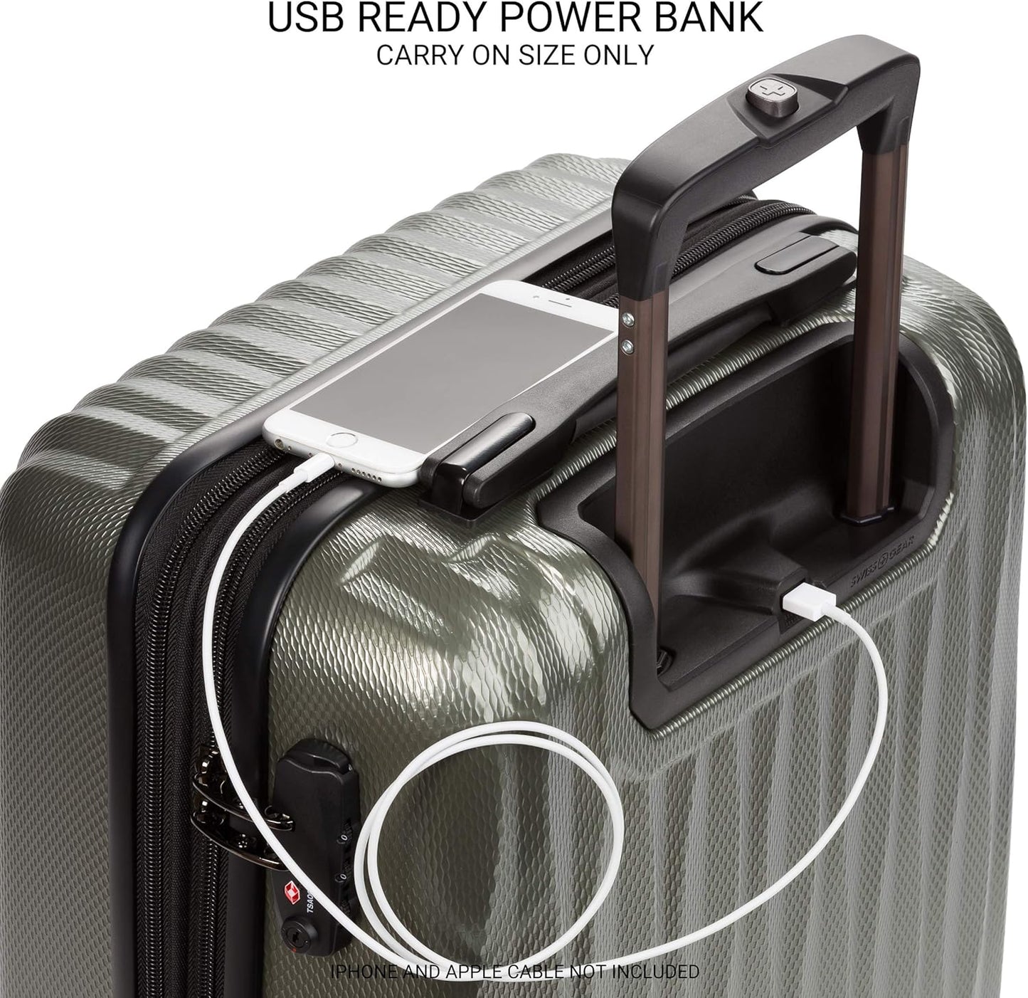 SwissGear 7272 Energie Expandable Hardside Luggage with Spinner Wheels and TSA Lock, Gunmetal, Carry-On 19-Inch