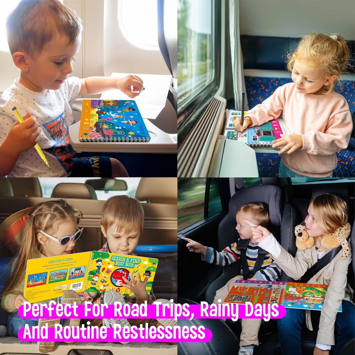 SpriteGru Search & Find Book, 30 Dry Erase Activities Game Pad, Reusable & Erasable Montessori Learning Toy Educational Games Autism Sensory Toys for Preschool Girls and Boys Ages 3, 4, 5, 6