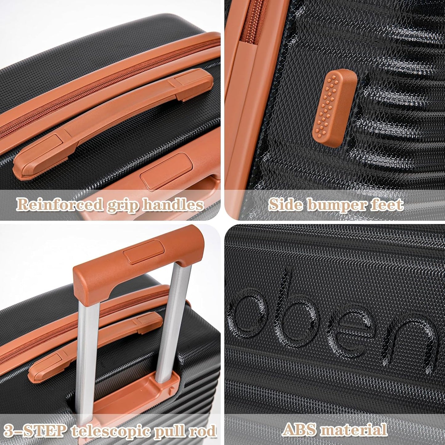 5 Piece Luggage Sets with Spinner Wheels and Tsa Lock, Hardshell ABS Suitcase Set, Lightweight Hardside Waterproof Travel Suitcases with Wheels, 20", 24", 28" Beige