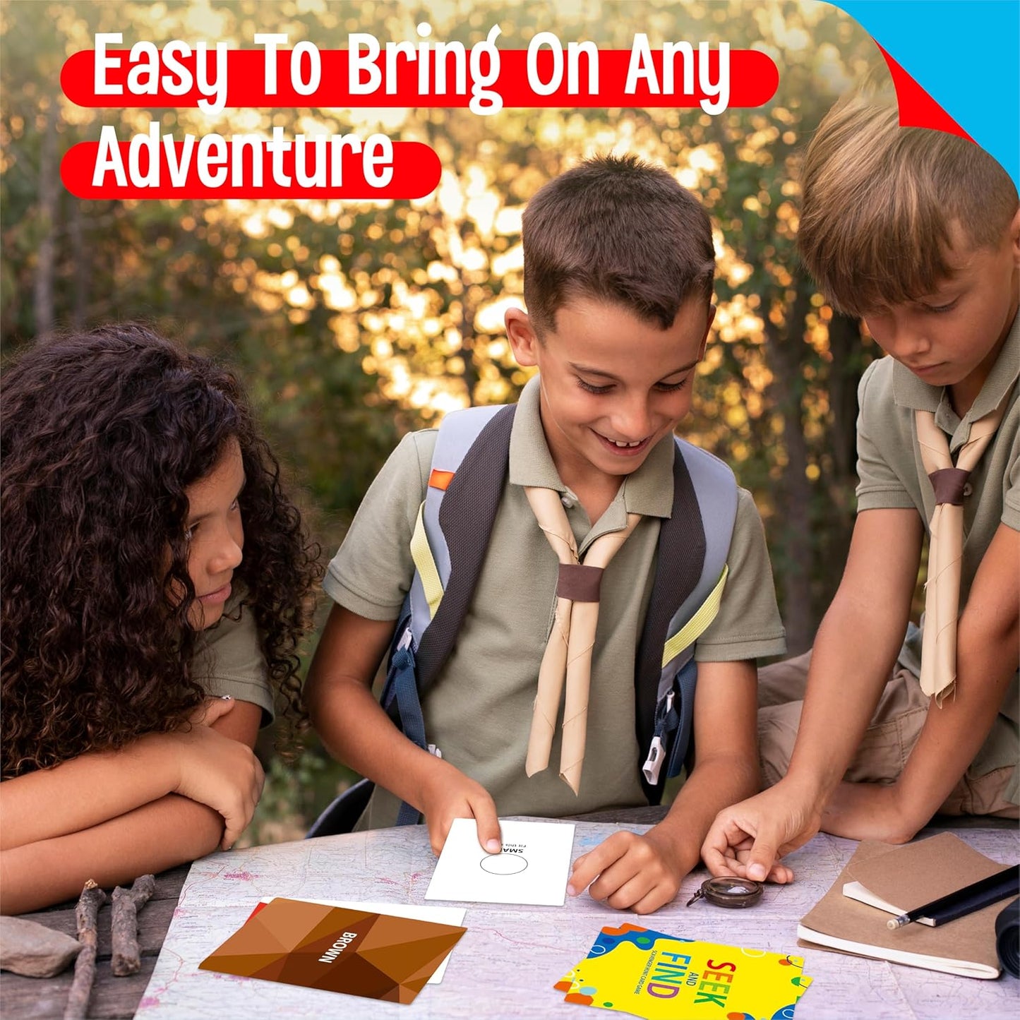 Outdoor Nature Scavenger Hunt Card Game, 50 Seek and Find Cards for Kids and Families, Funny Outside Activity Travel Pocket Game for Family, Toddlers, Kids, Adults-Outside, Yard, Camping Activities