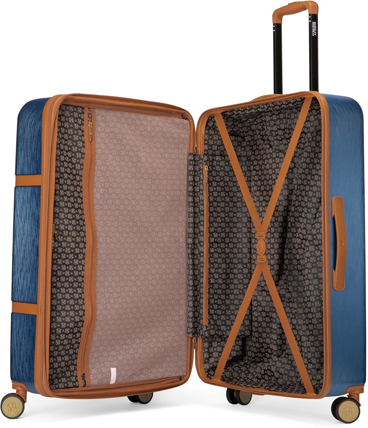 Badgley Mischka Grace 3 Piece Polycarbonate-ABS Expandable Retro Luggage Set (Navy)