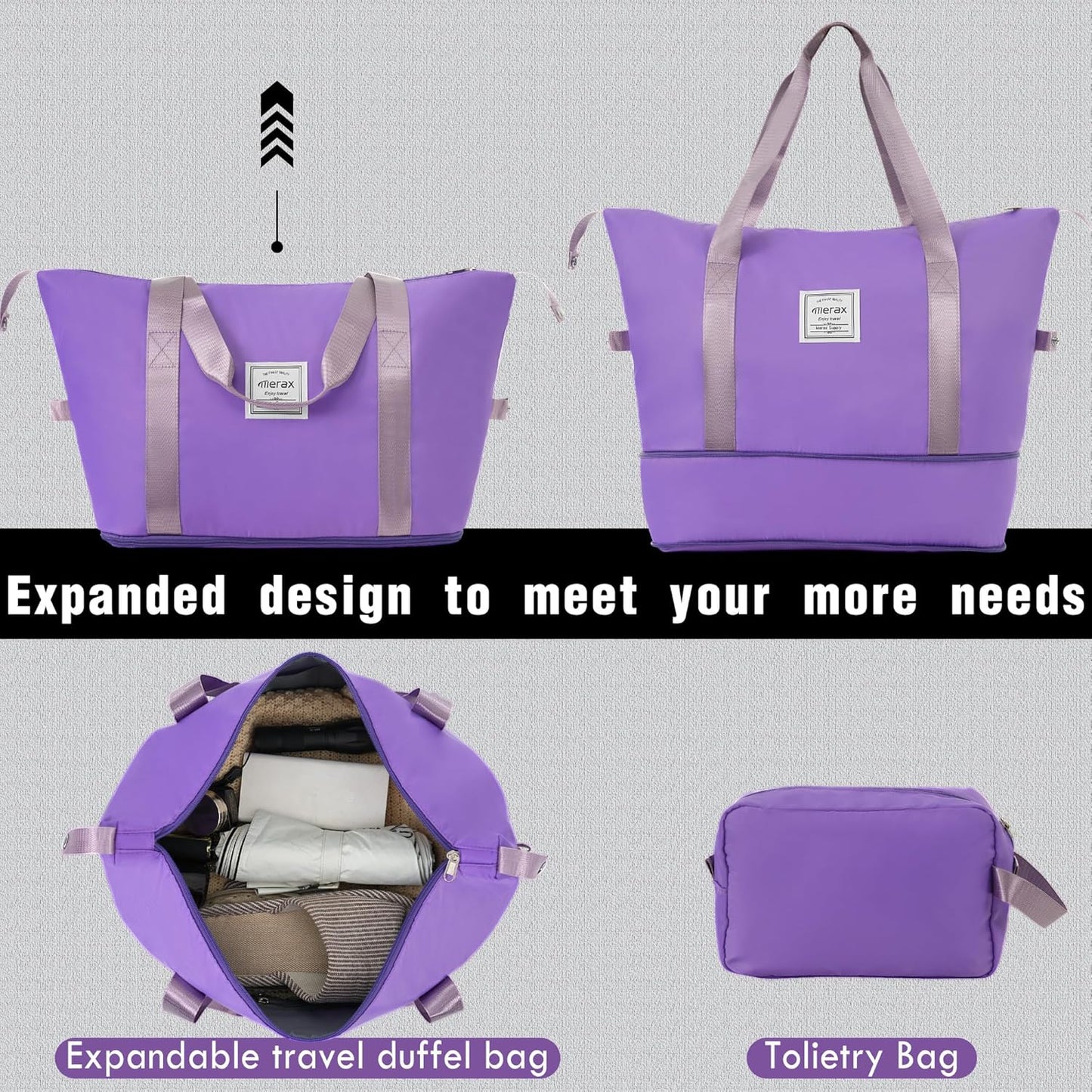 Merax Luggage Set 2 Piece Suitcase Sets with Spinner Wheel,Lightweight Hardside Expandable Travel Laggage with TSA Lock,Suitcase with Travel Bag(20"/28",Purple)