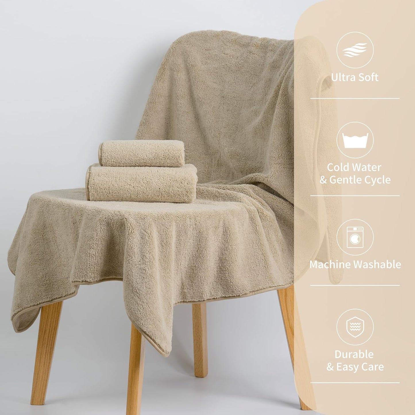 New Microfiber Bath Towel Set, 3 Piece, Oversize, Quick Dry, Lint Free, Includes Body, Hand and Face Towels