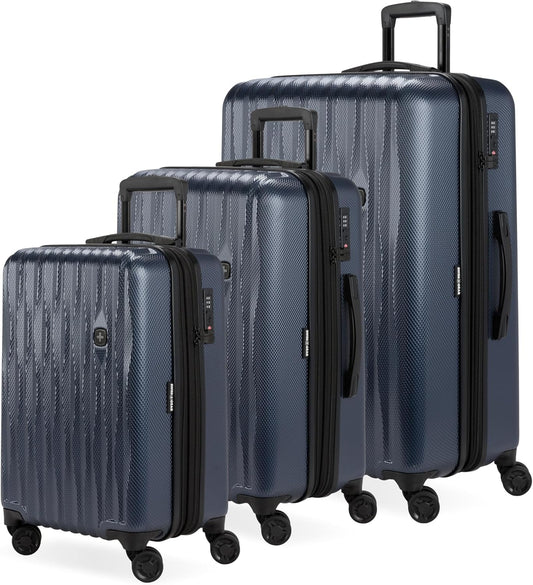 SwissGear 7272 Energie Hardside Expandable Luggage with Spinner Wheels, Navy, 3-Piece Set (19/24/27)