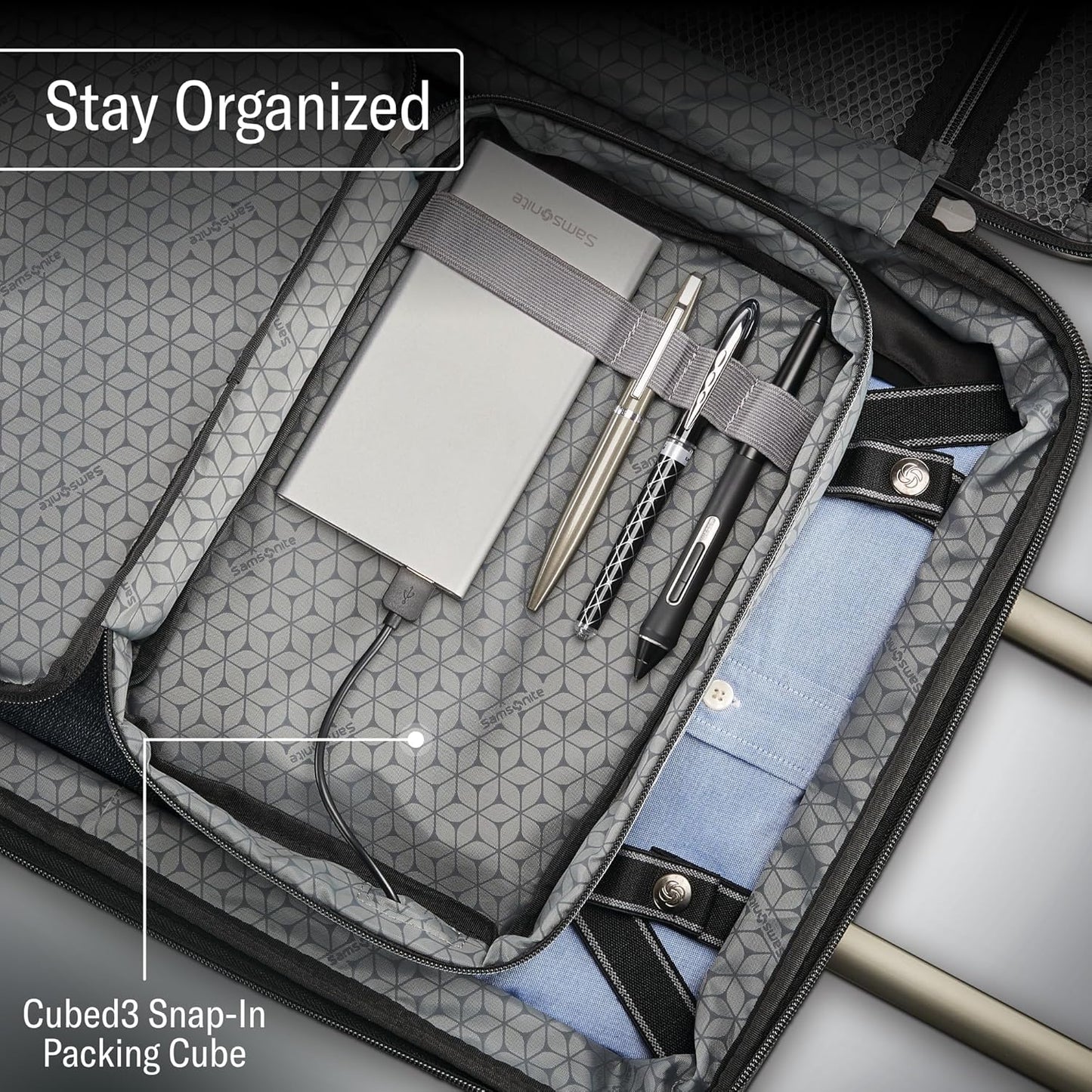 Samsonite Octiv Lightweight Hardshell 20-Inch Carry-On Luggage -Durable & Impact Resistant, 360° Aero Trac Spinner Wheels, Adjustable Telescopic Handle, Expandable Suitcase, TSA Approved Lock - Black