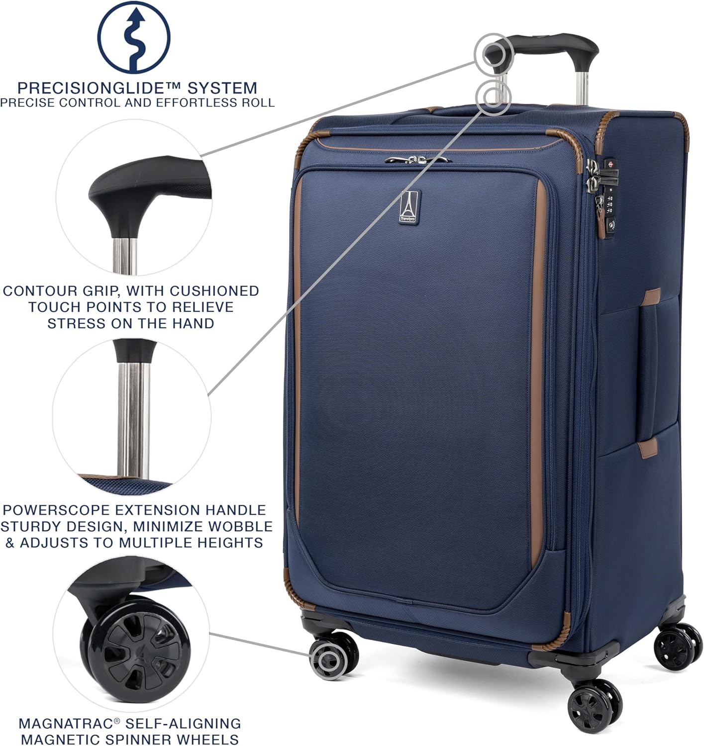 Travelpro Crew Classic Lightweight Softside Expandable Checked Luggage, 8 Wheel Spinner Suitcase, TSA Lock, Men and Women, Checked Large 29-Inch, Patriot Blue