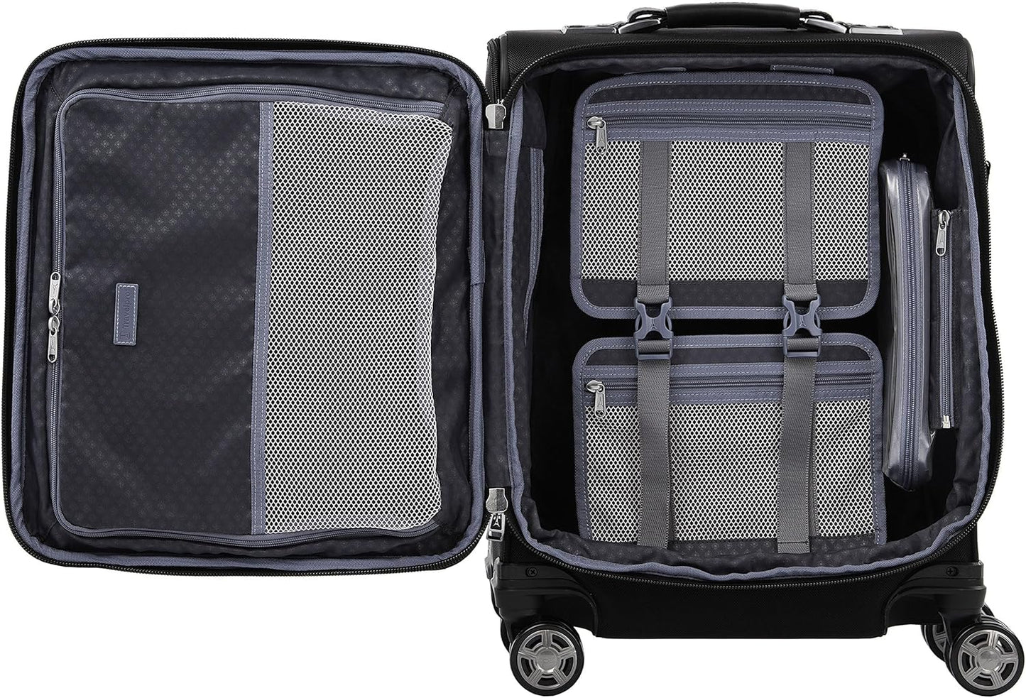 Travelpro Platinum Elite Softside Expandable Carry on Luggage, 8 Wheel Spinner Suitcase, USB Port, Men and Women, International, Shadow Black, Carry On 19-Inch