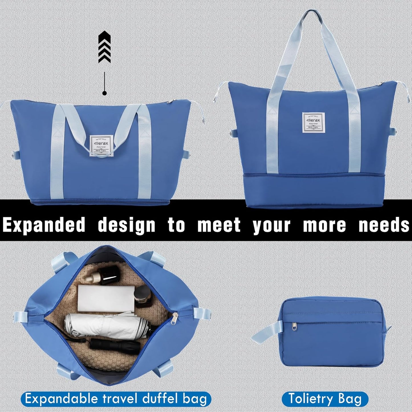 Merax Luggage Set 2 Piece Suitcase Sets with Spinner Wheel,Lightweight Hardside Expandable Travel Laggage with TSA Lock,Suitcase with Travel Bag(20"/28",Blue)