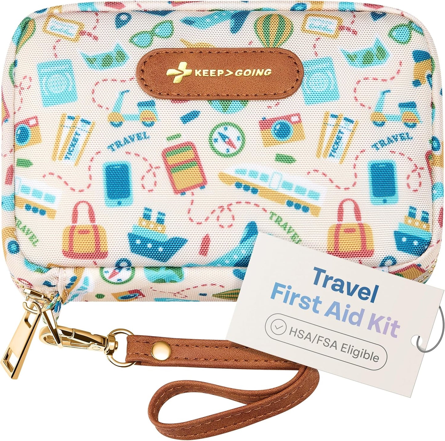 KeepGoing Travel First Aid Kit for Car, Home, Hiking, Camping and Outdoor Emergencies - First Aid Kit Travel Size TSA-Approved