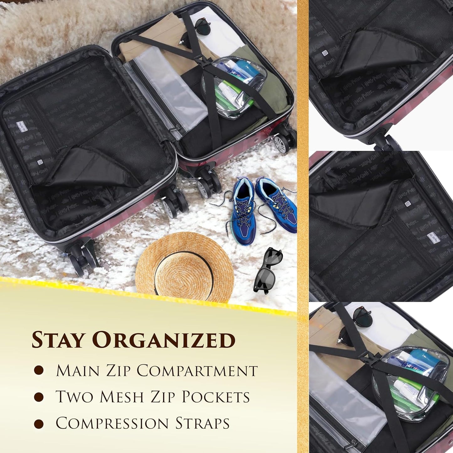 FUL Harry Potter 22 Inch Carry On Luggage, Hardshell Rolling Suitcase with Spinner Wheels, Gryffindor