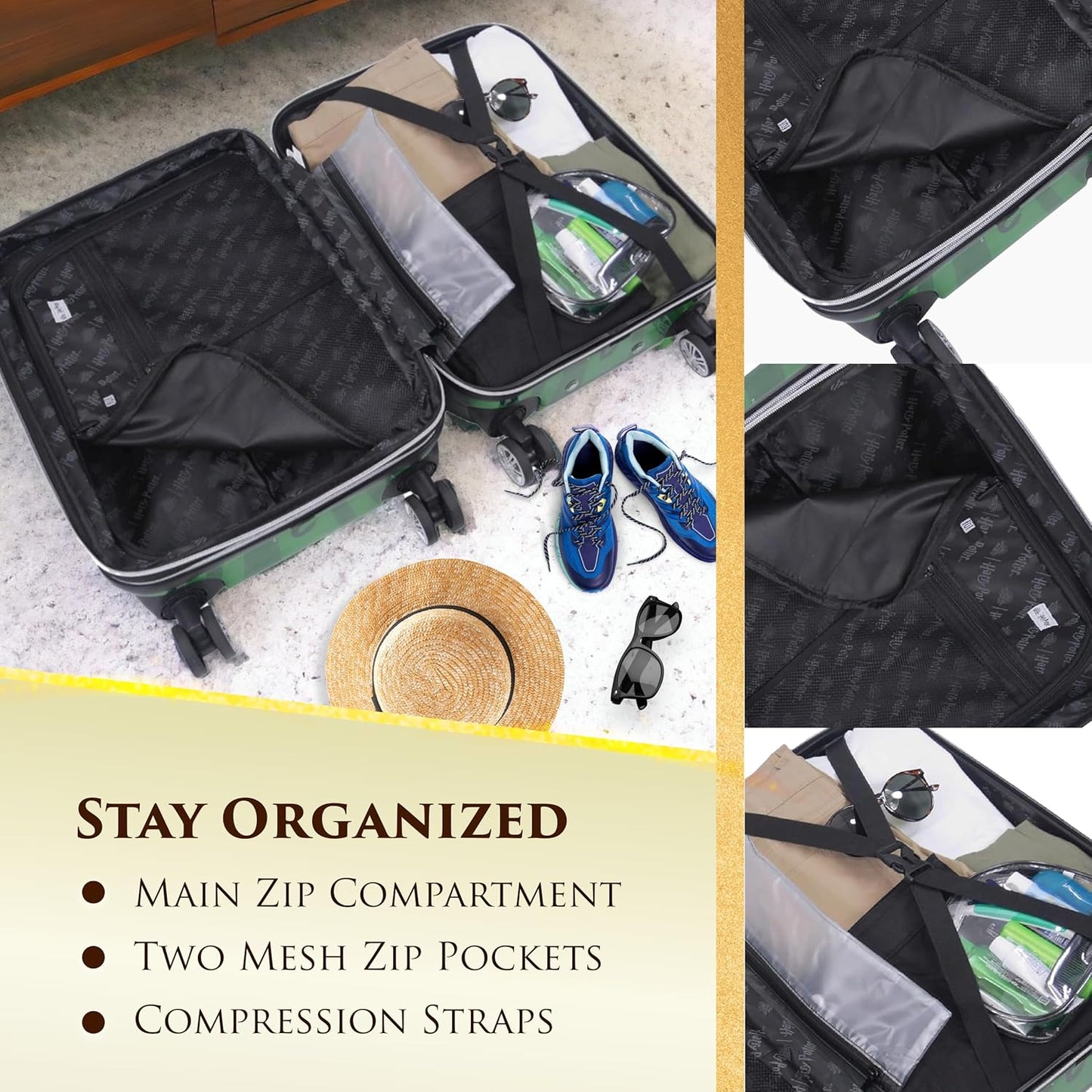 FUL Harry Potter 22 Inch Carry On Luggage, Hardshell Rolling Suitcase with Spinner Wheels, Slytherin