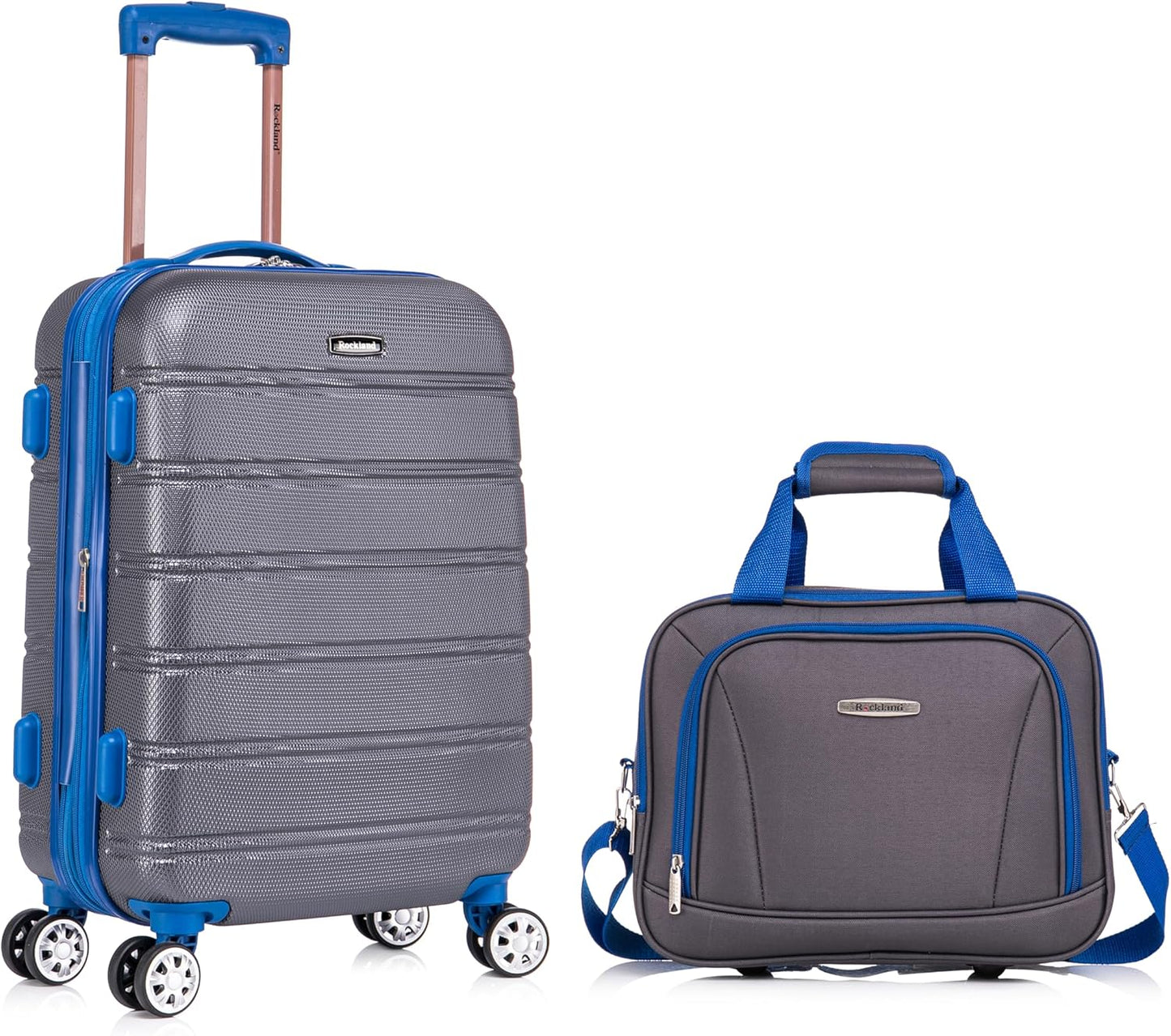 Rockland Melbourne Hardside Expandable Spinner Wheel Luggage Set, Grey, Carry-On 20-Inch and Tote 14-Inch